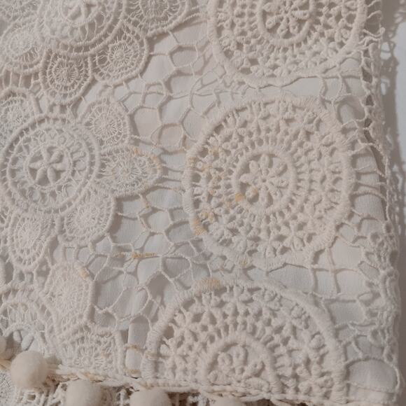 TULAROSA Boho Crochet Crop Top Blouse Shirt Cottage Fairy Cotton Off-White Cream - Picture 11 of 11